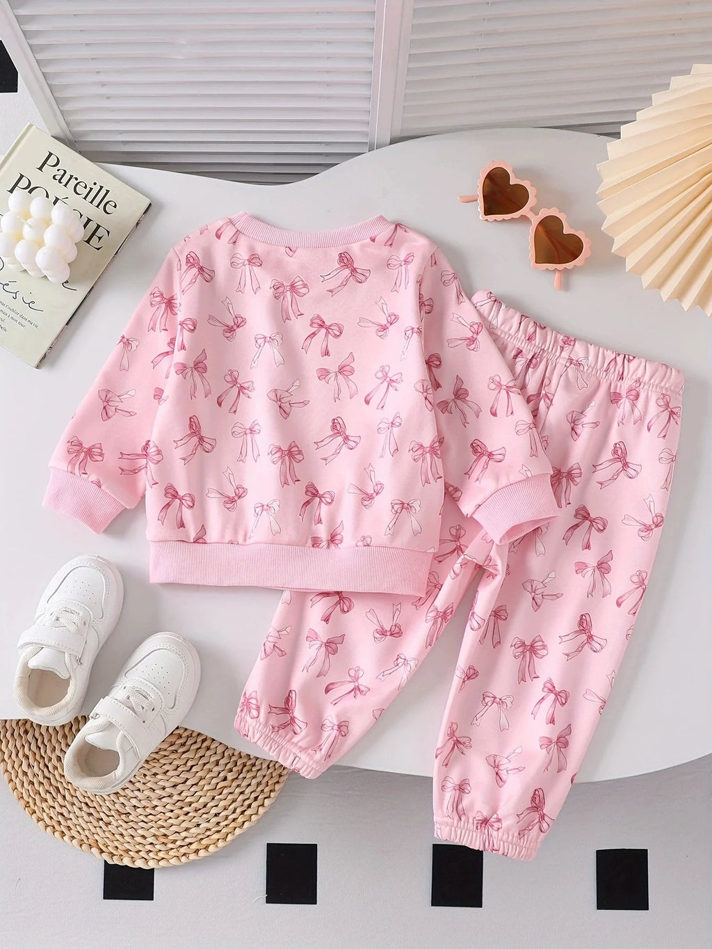 Children's Printed Round Neck Tee and Pants Set