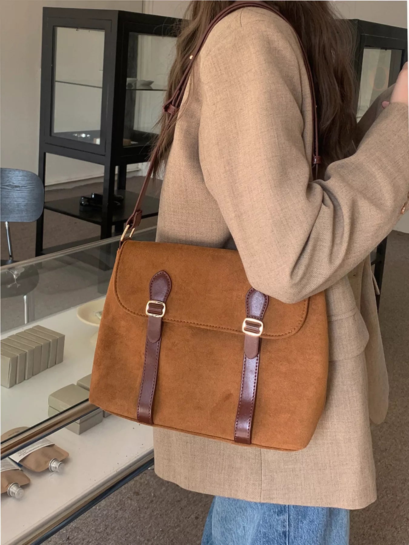 Adjustable Strap Buckle Crossbody Bag