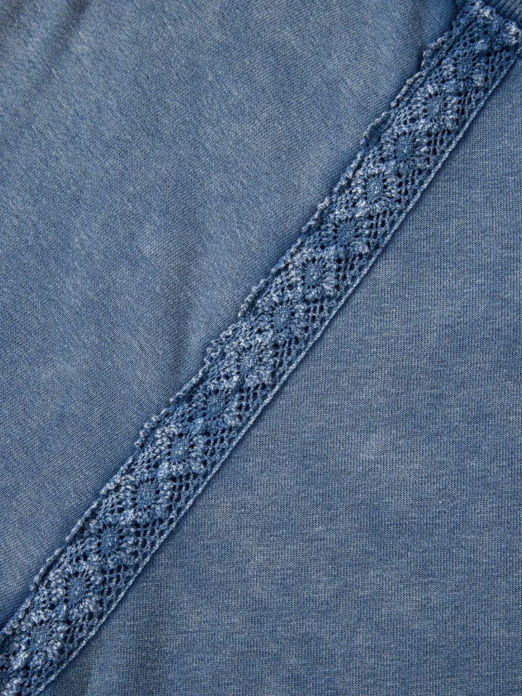 Lace Patchwork Detail Notched Neck Mineral Wash Baggy Sweatshirt