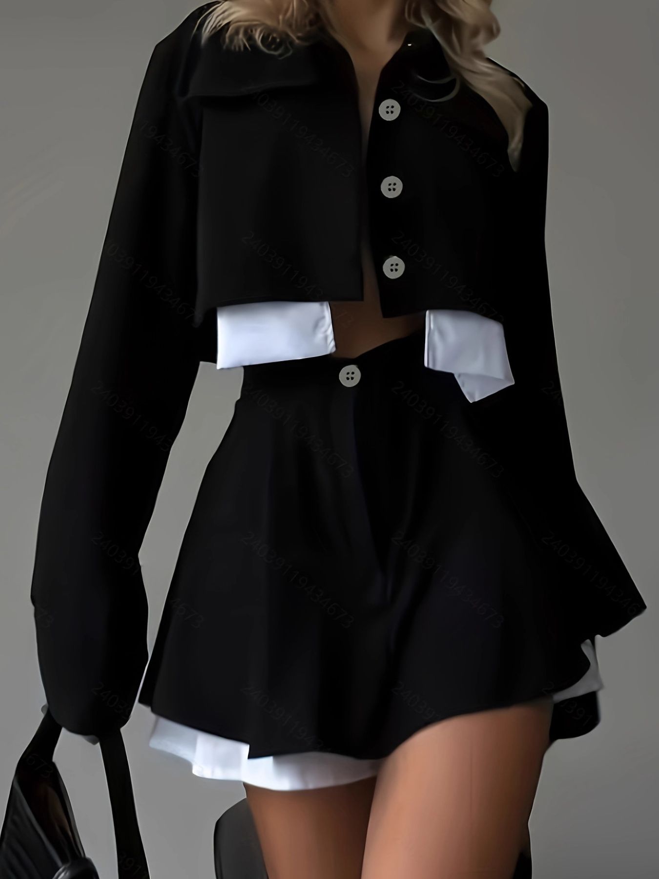 Button Up Cropped Jacket & Skirt Set