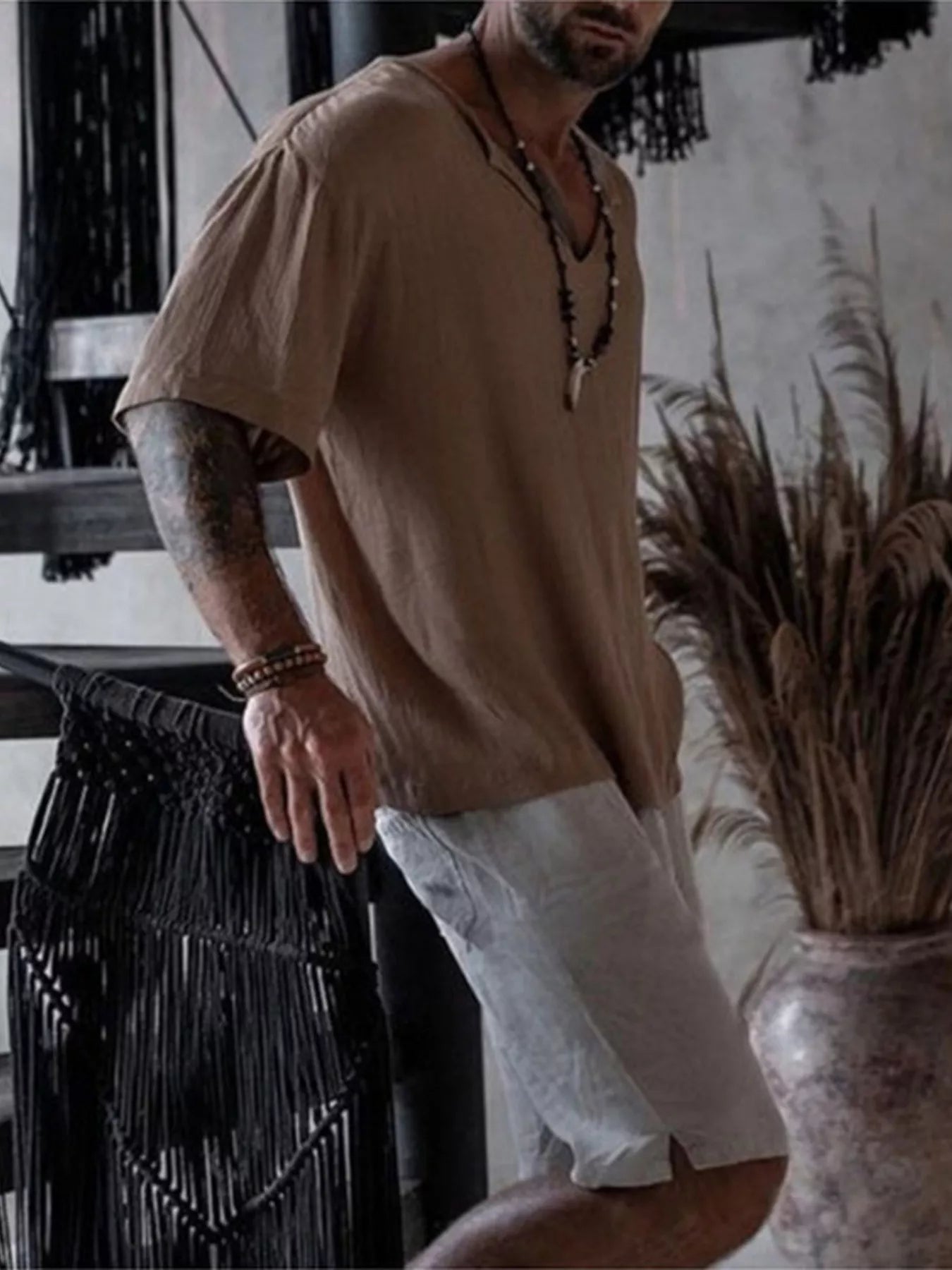 Men's Full Size Casual Loose Short Sleeve Blouse Plus Size