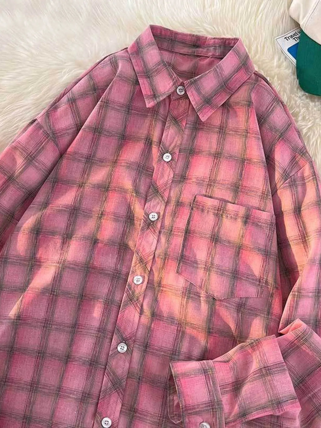 Men's Full Size Plaid Button Up Oversized Shirt Plus Size
