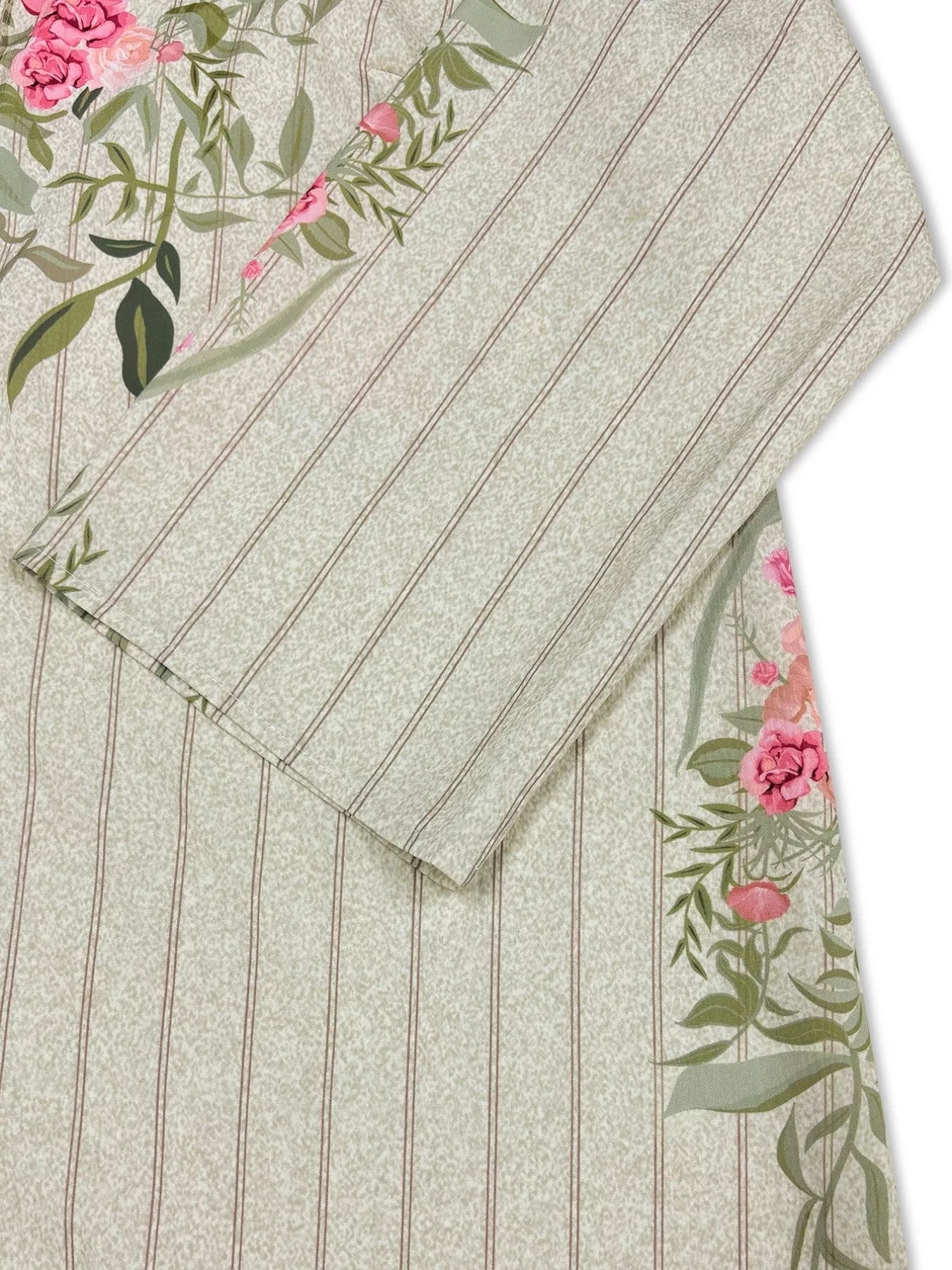Plus Size Floral Striped Button-Down Midi Shirt Dress