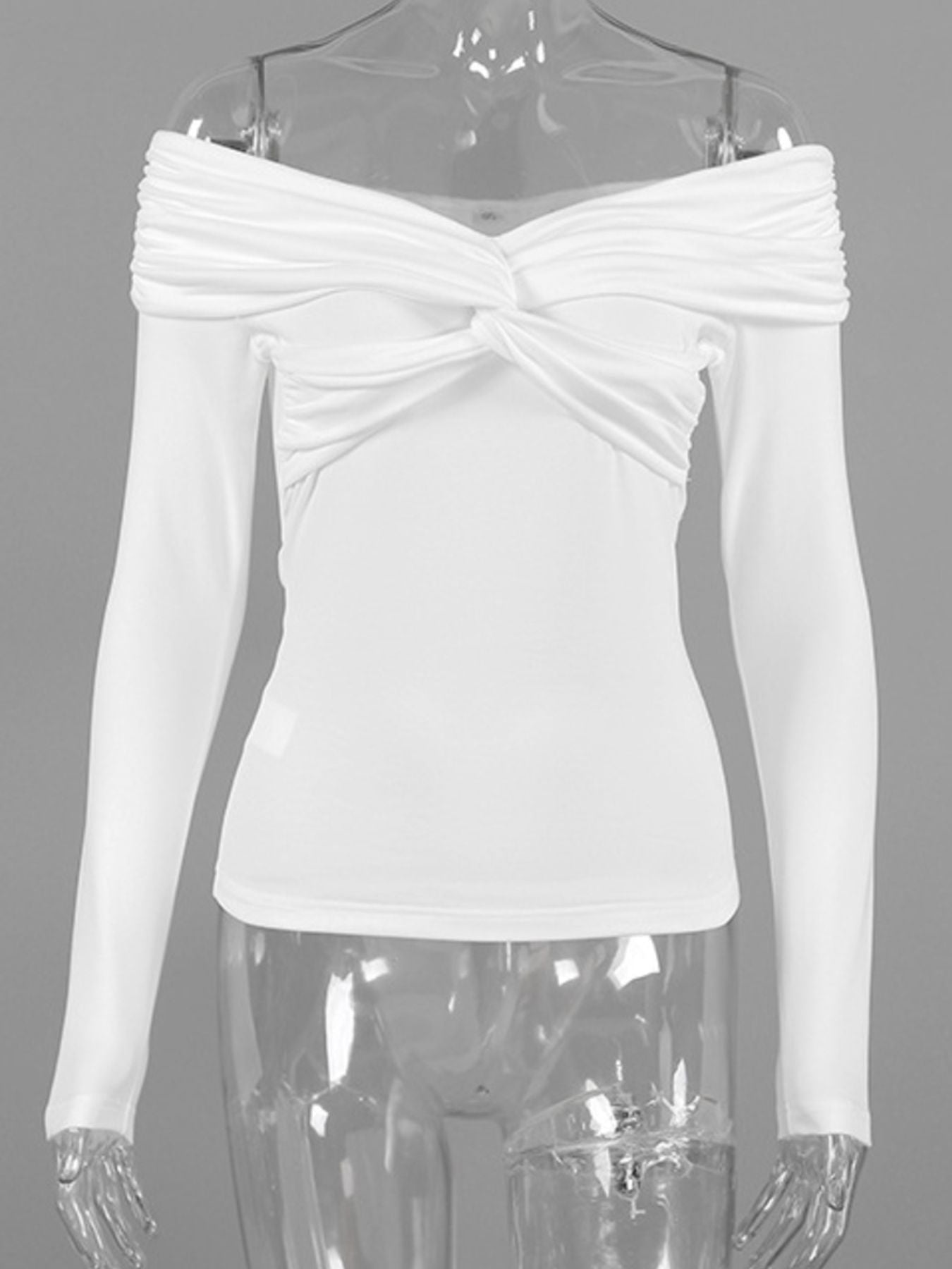 Twist Front Off-Shoulder Long Sleeve Top