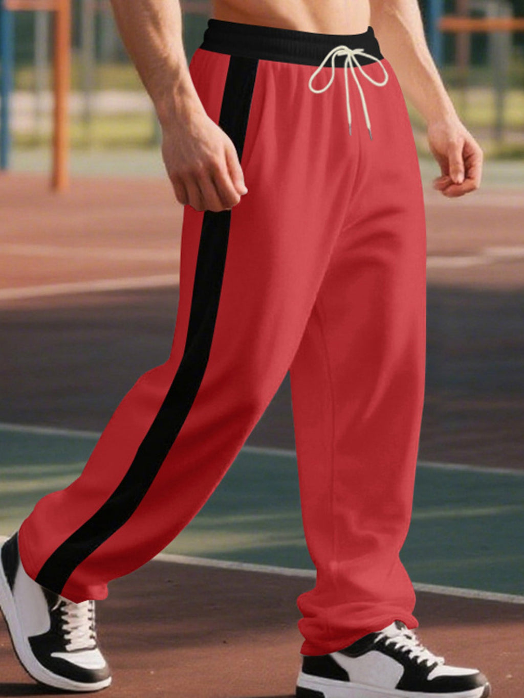Men's Full Size Side Stripe Wide Leg Pants Plus Size