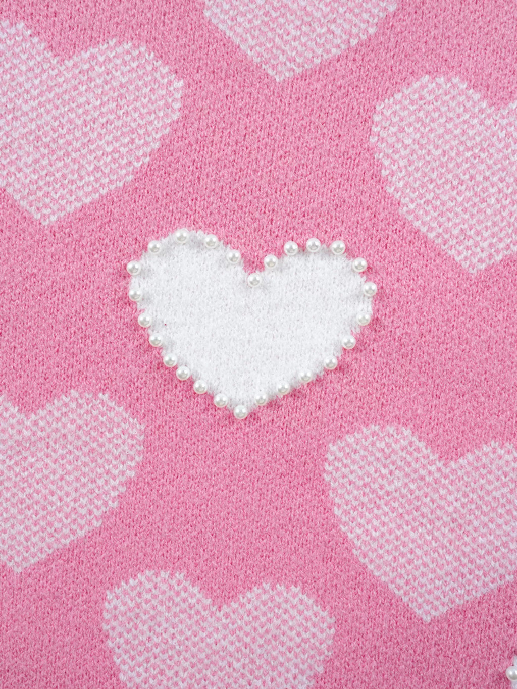 Pearled Heart Print Valentines Crew Neck Sweater