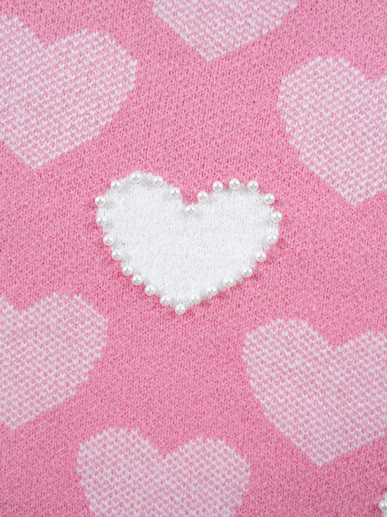 Pearled Heart Print Valentines Crew Neck Sweater