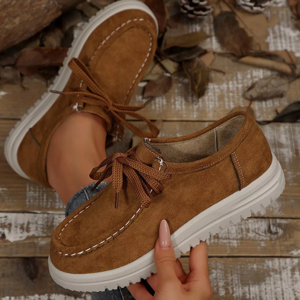 Lace-Up Round Toe Loafers