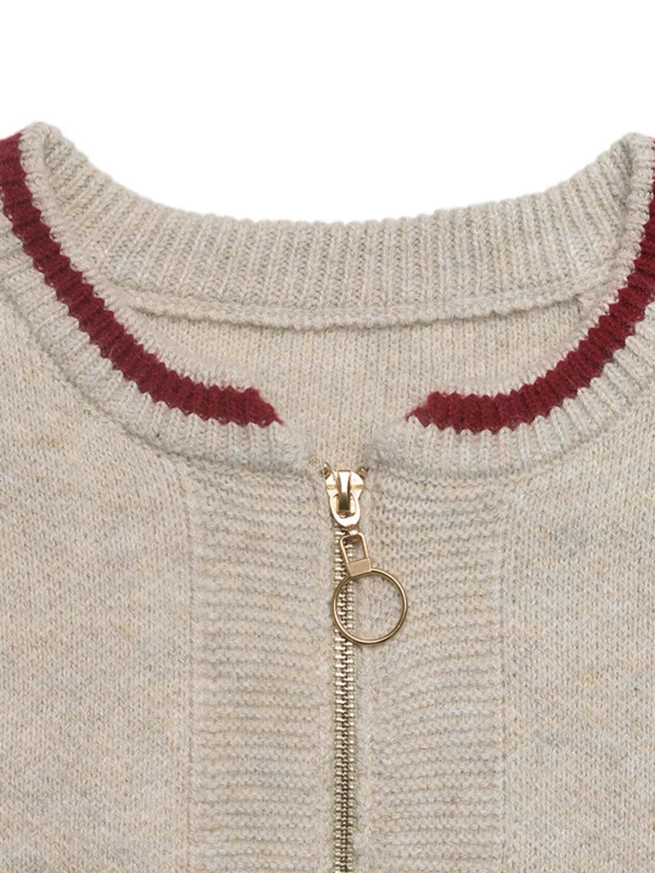 Zip Up Contrast Trim Cardigan