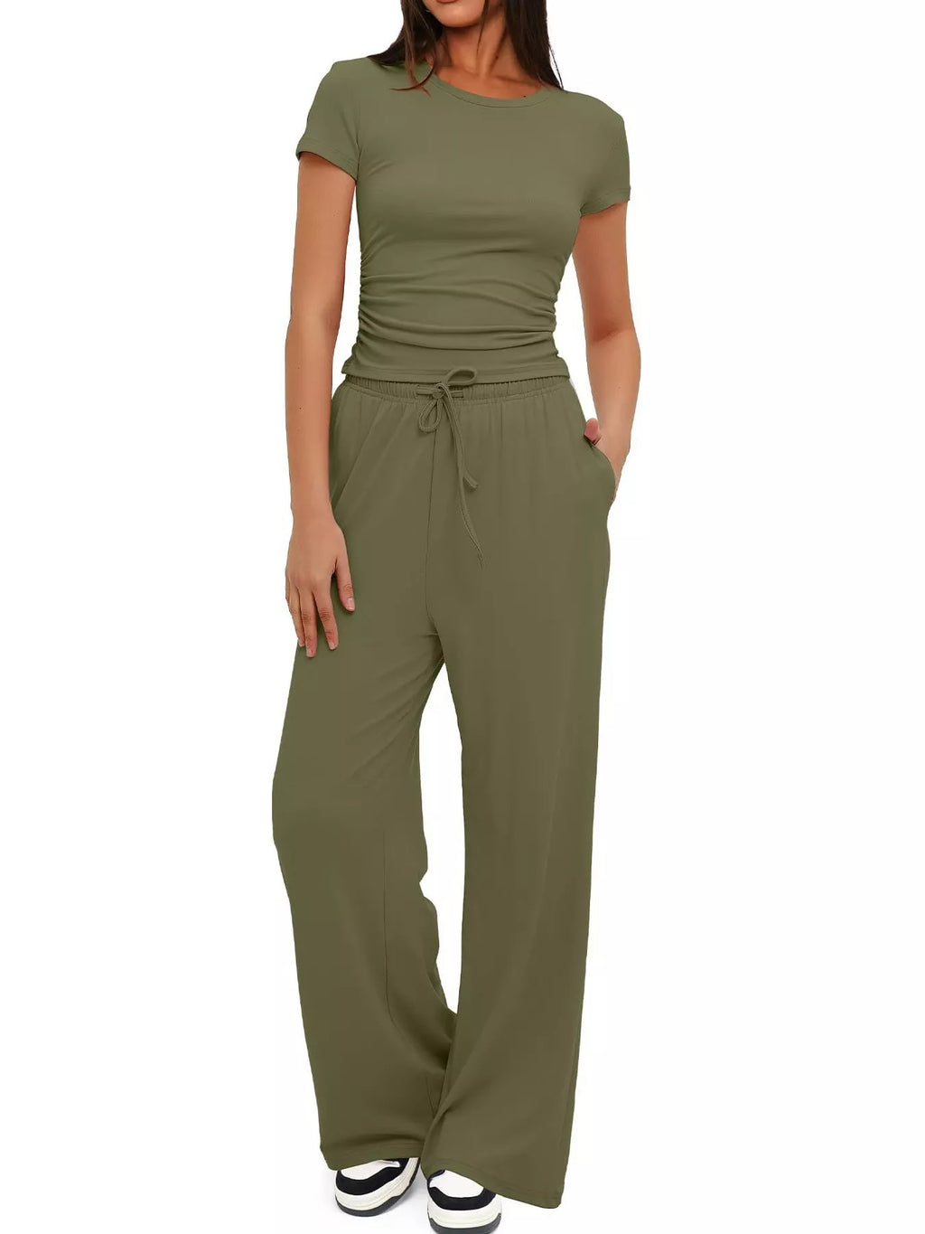 Short Sleeve Top and Drawstring Pants Set