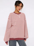Striped Round Neck Long Sleeve Sweatshirt