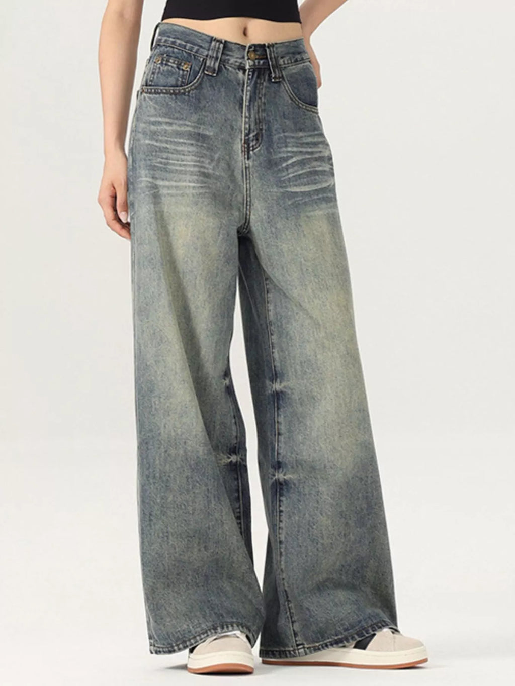 Men's Vintage Wash Wide Leg Jeans