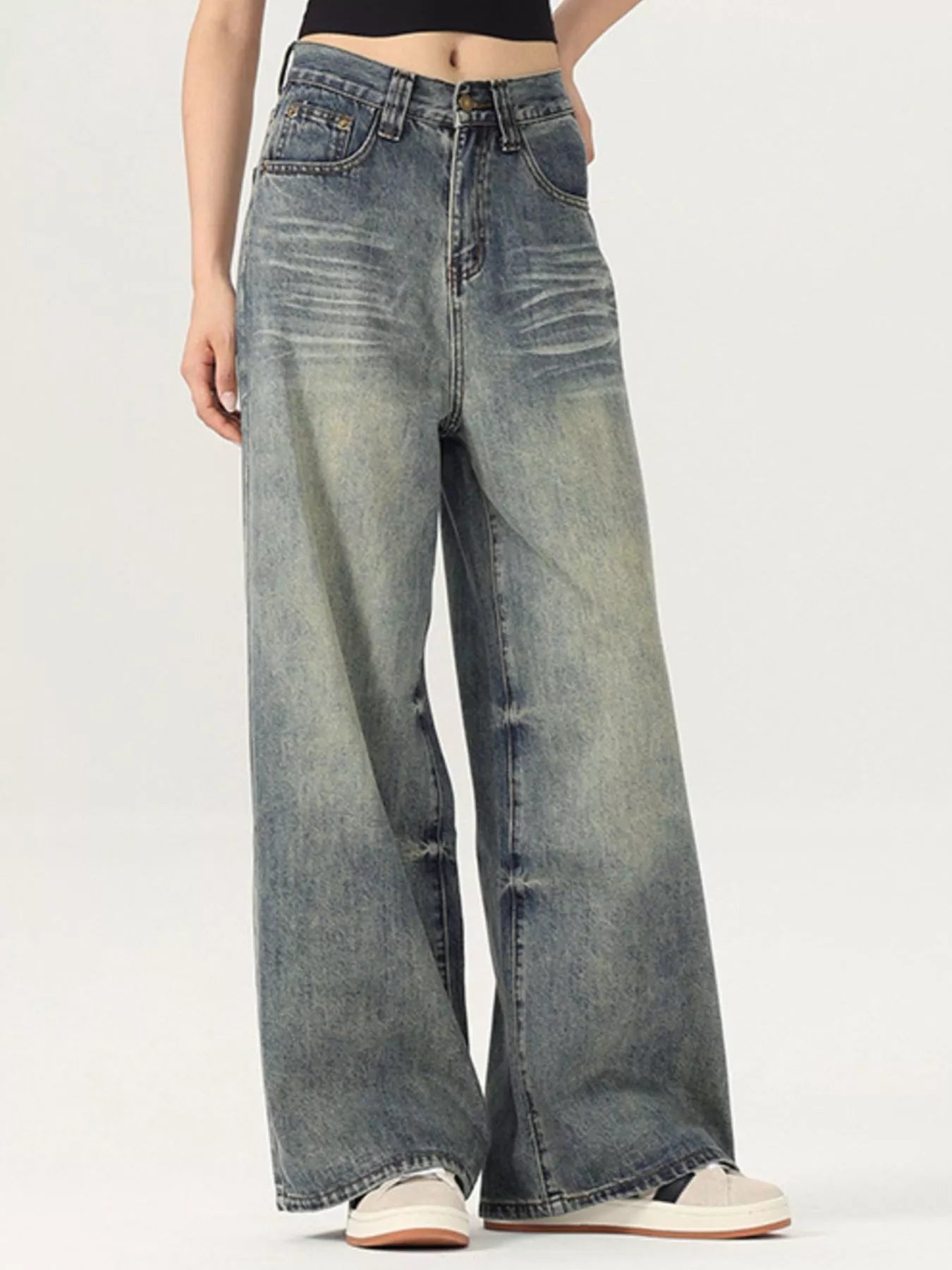 Men's Vintage Wash Wide Leg Jeans
