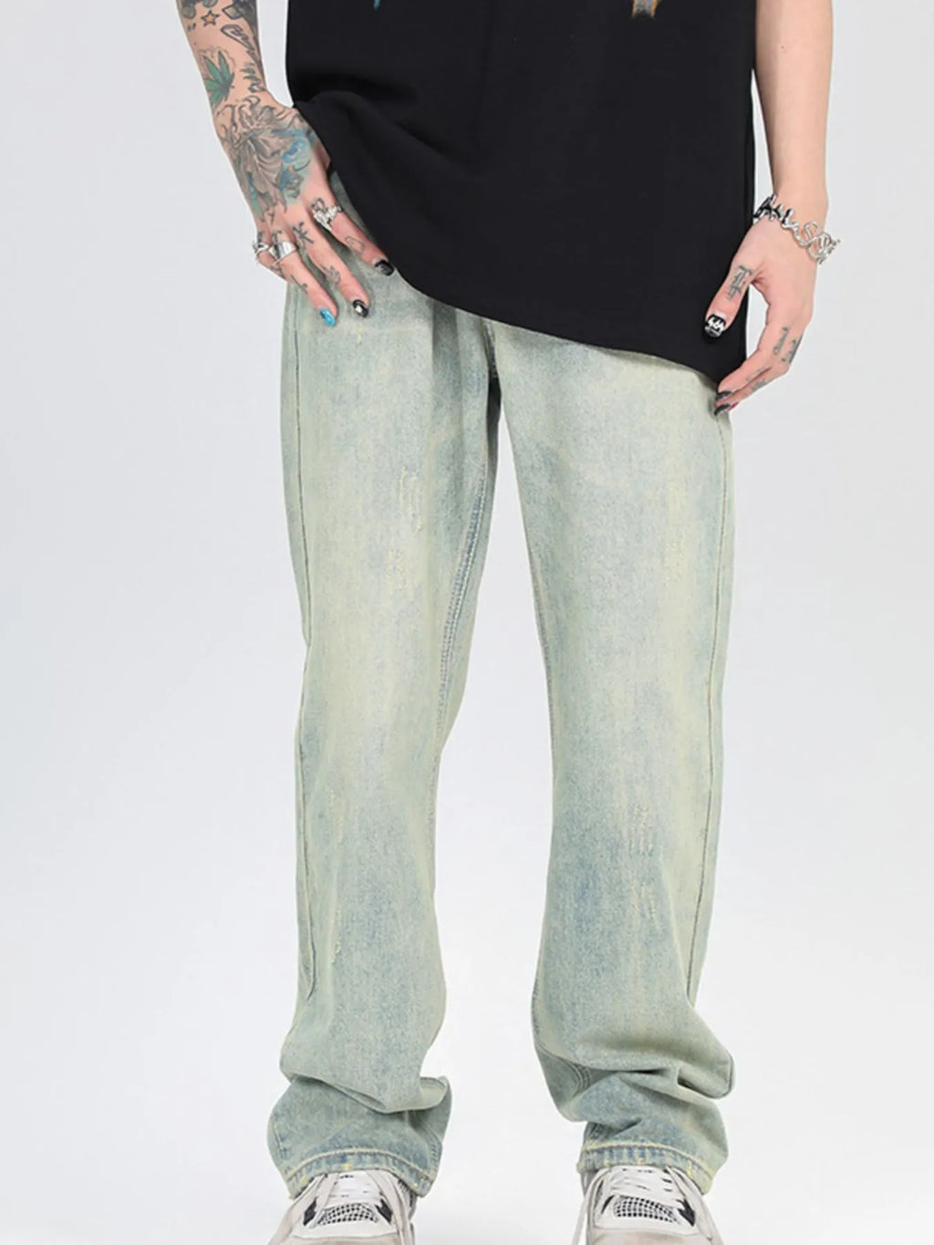 Men's Washed Straight Leg Jeans