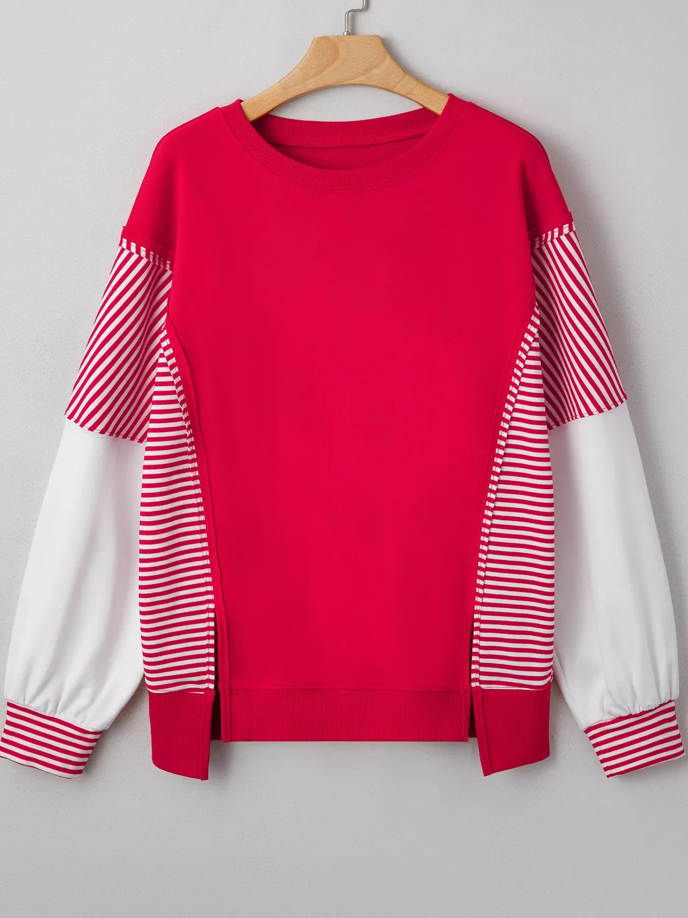 Striped Patchwork Sleeve Colorblock Sweatshirt