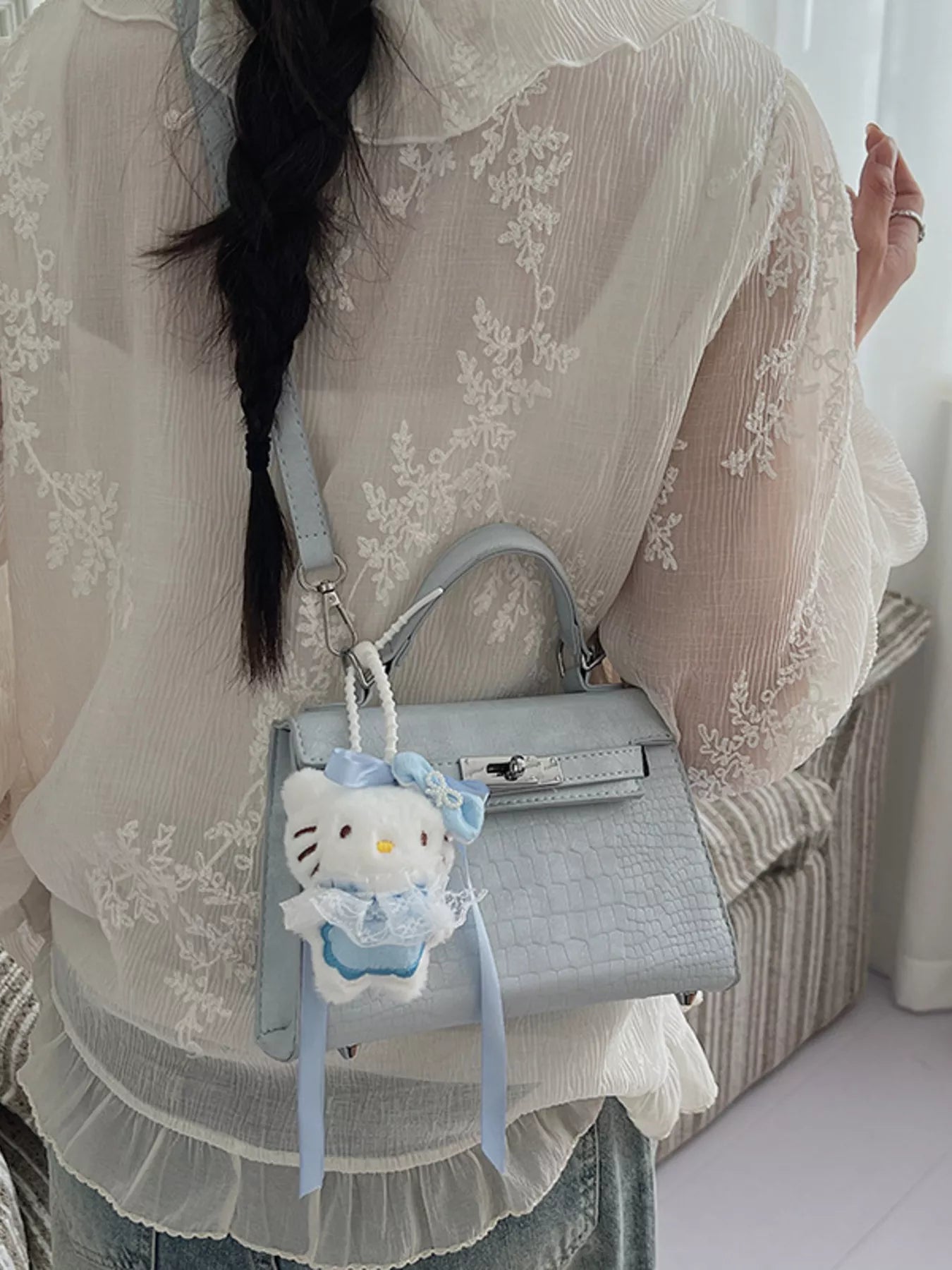 Croc-Embossed Mini Crossbody Bag
