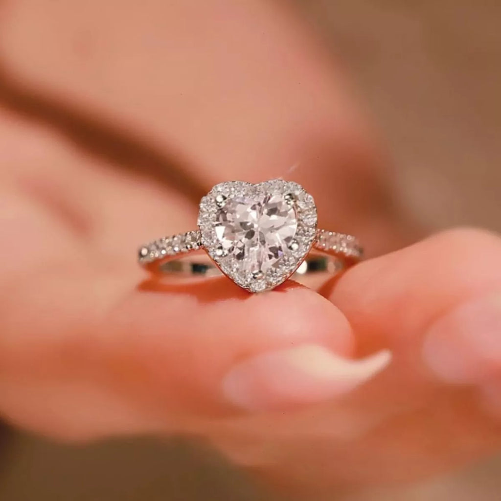 1 Carat Moissanite 925 Sterling Silver Heart Ring