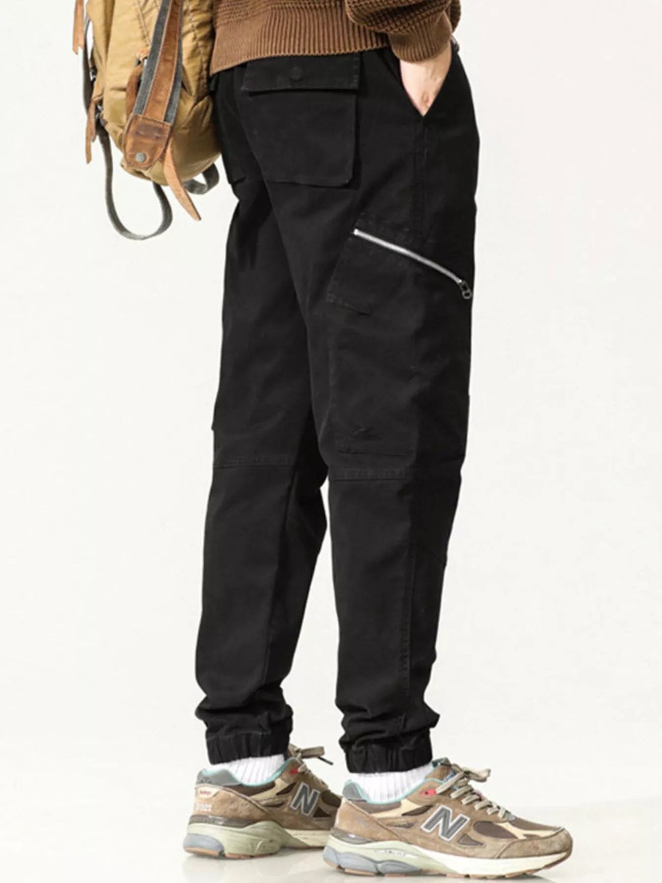 Men's Full Size Casual Cargo Pants with Zipper Pocket Plus Size