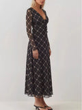 Tie Front Plaid Long Sleeve Dress