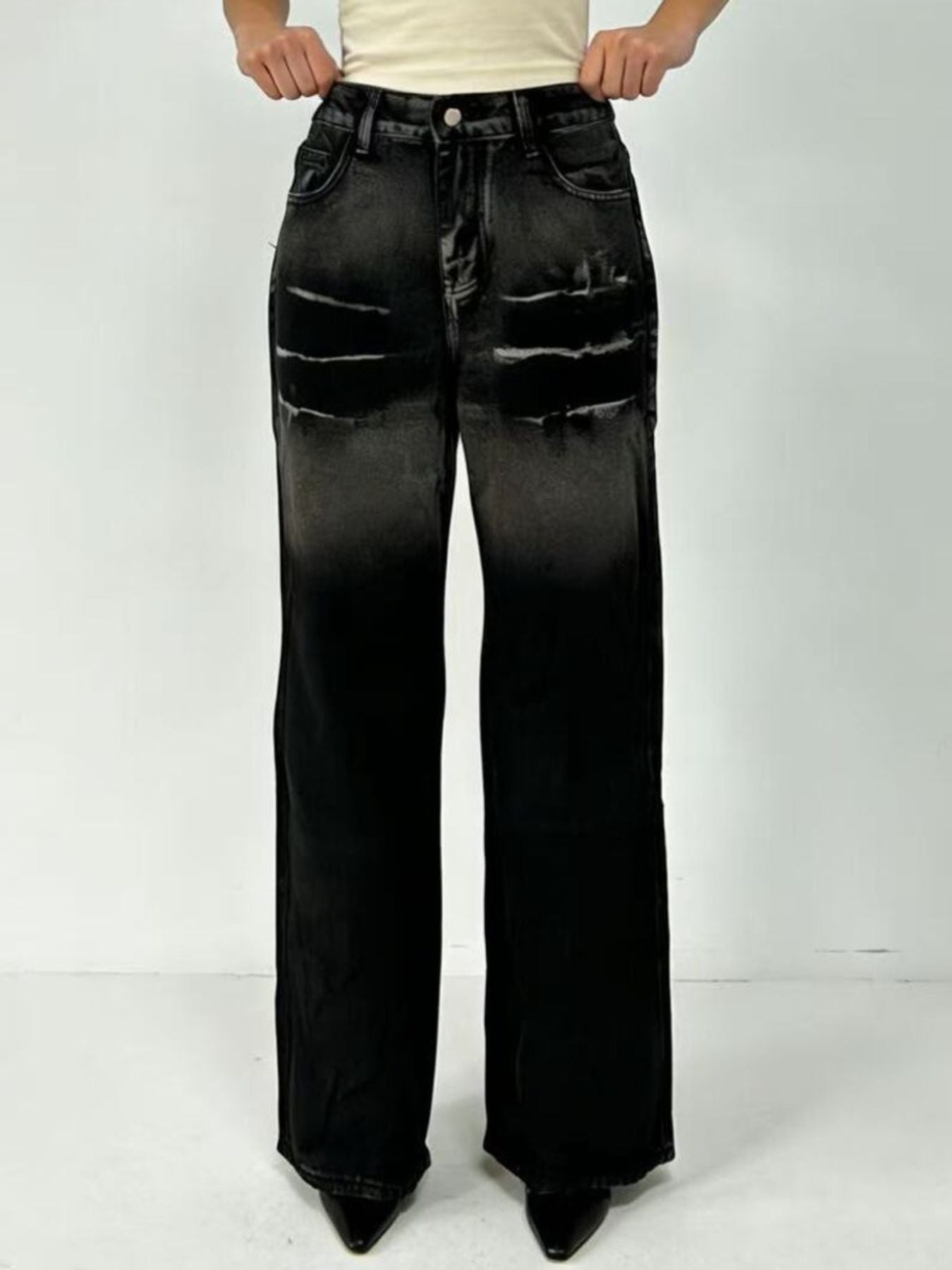 Washed Wide Leg Jeans