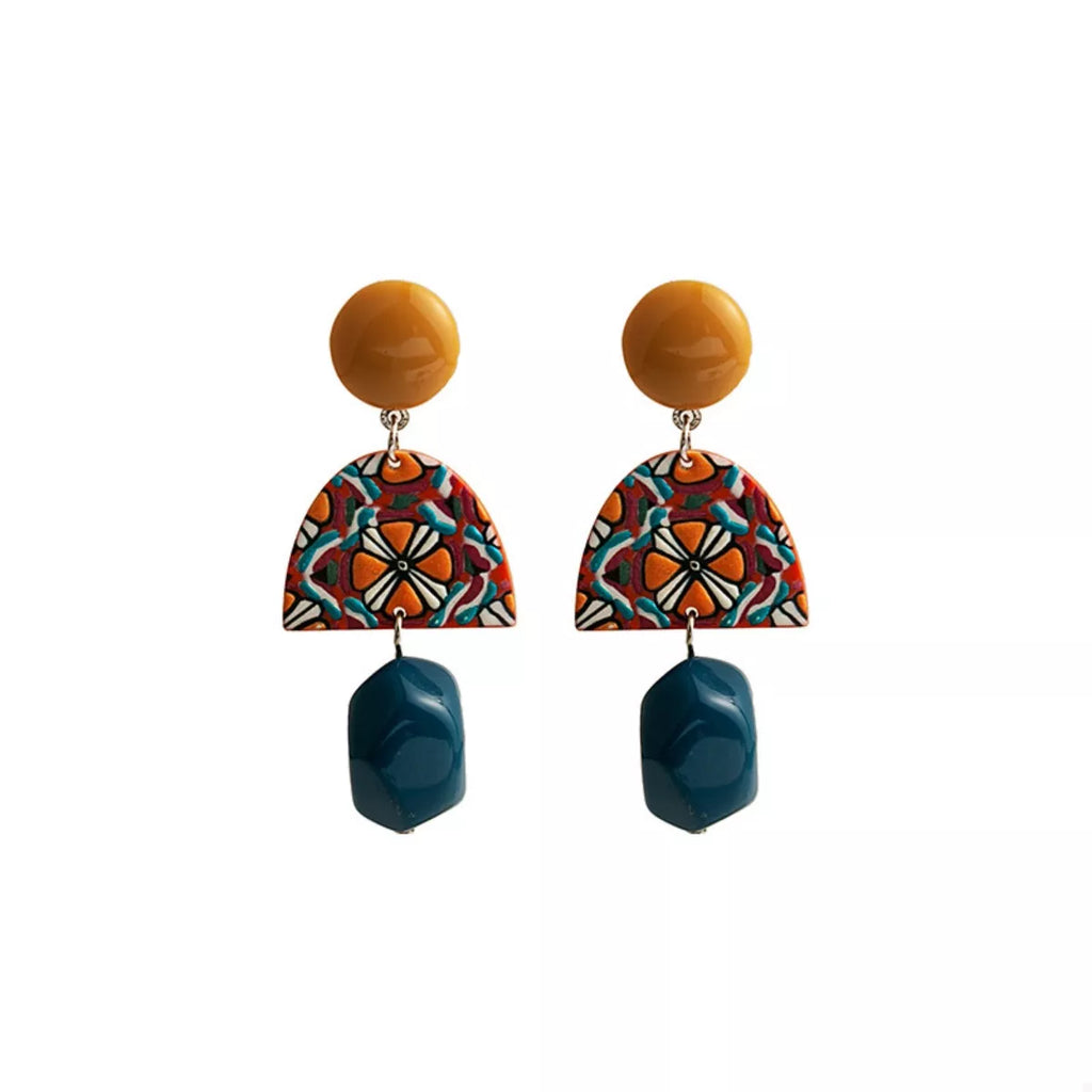 Geometric Pattern Drop Earrings