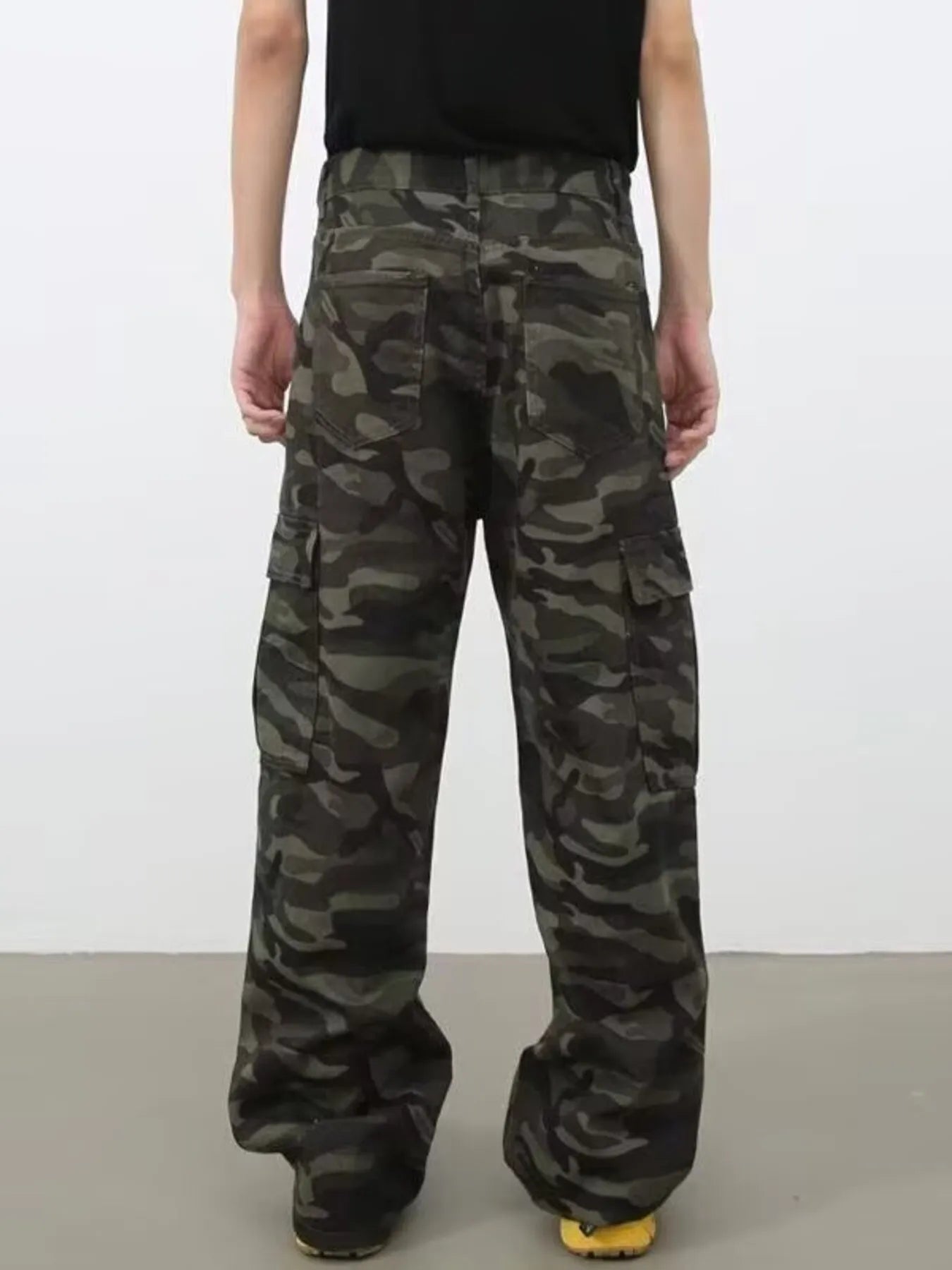 Men's Full Size Camo Print Wide Leg Cargo Jeans Plus Size