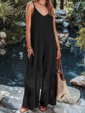 Ribbed V-Neck Wide Leg Jumpsuit