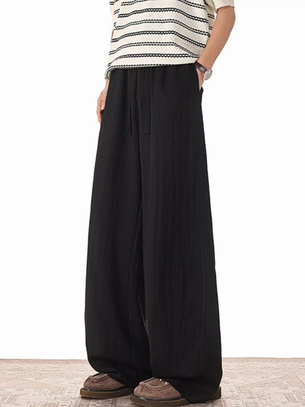 Men's Plus Size Wide Leg Drawstring Pants