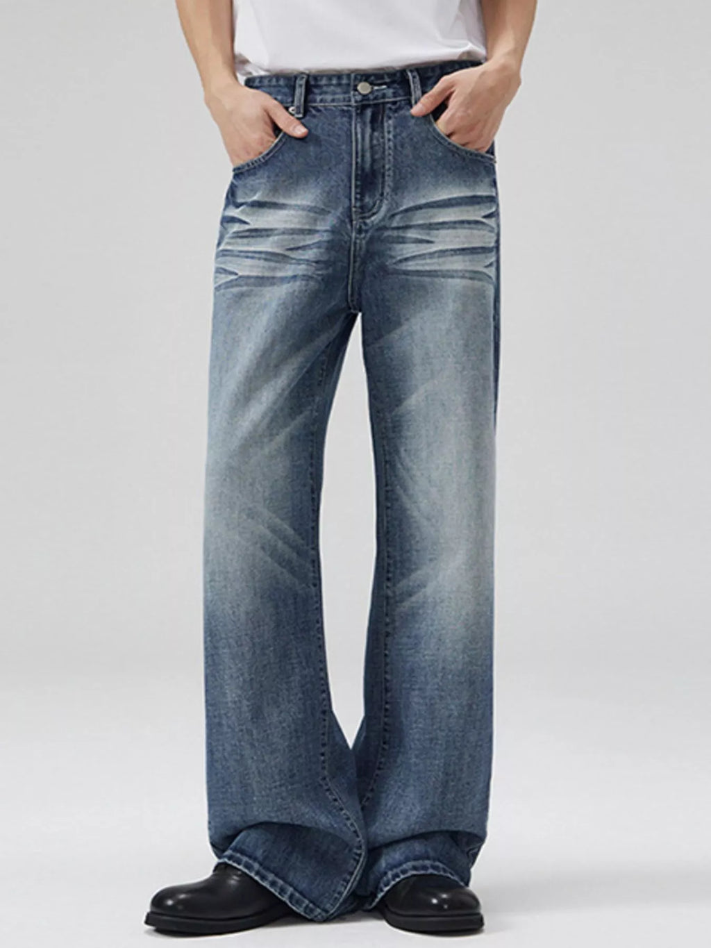 Men's Full Size Wide Leg Wash Jeans Plus Size