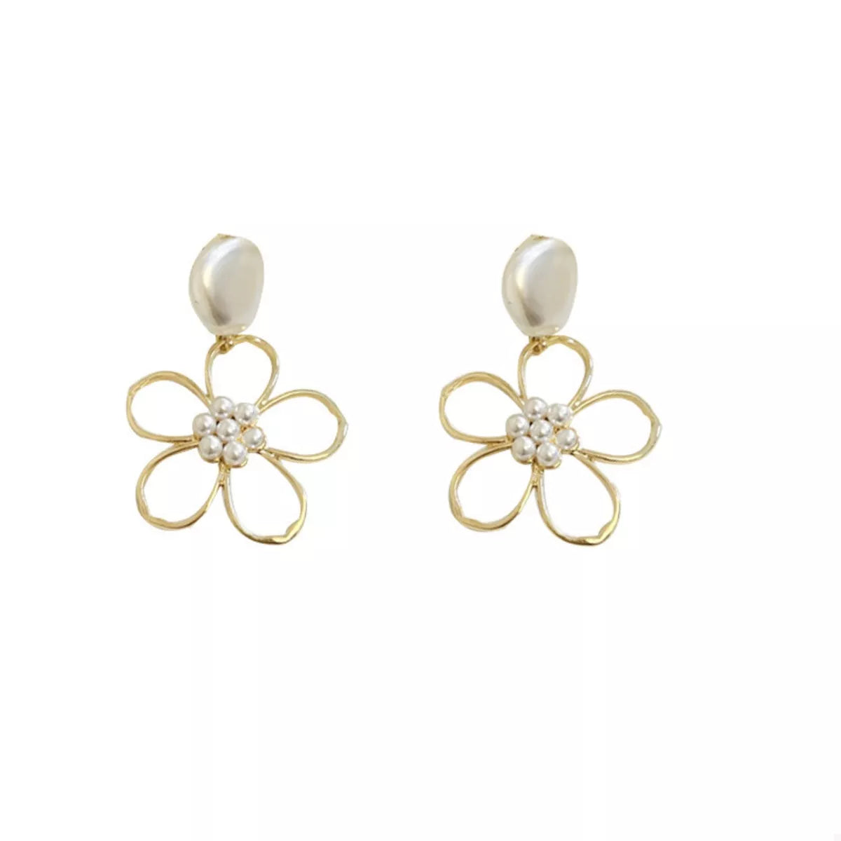 Pearl & Floral Drop Earrings