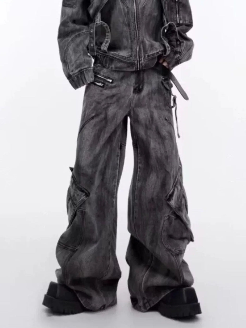 Men's Plus Size Wide Leg Cargo Jeans