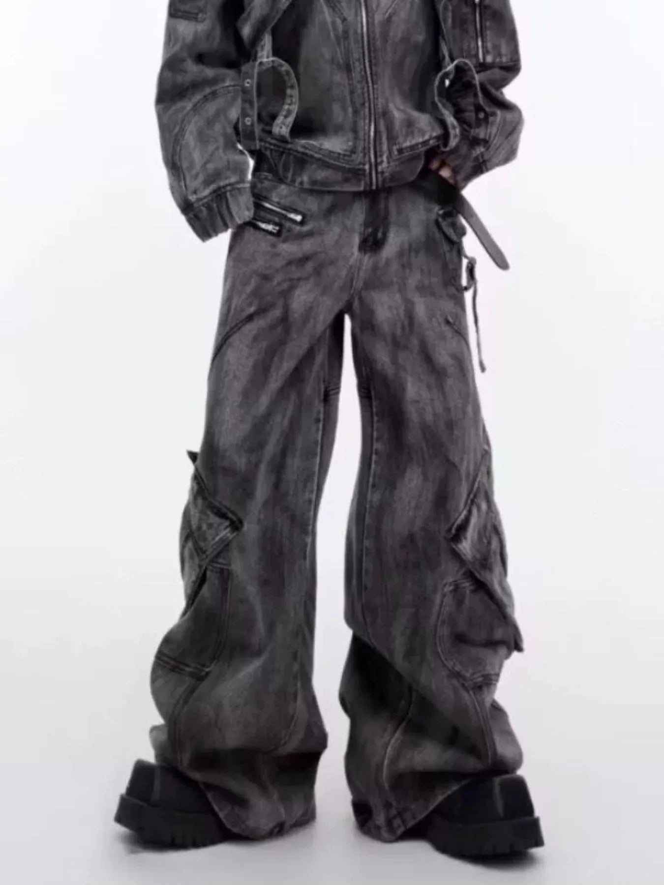 Men's Plus Size Wide Leg Cargo Jeans