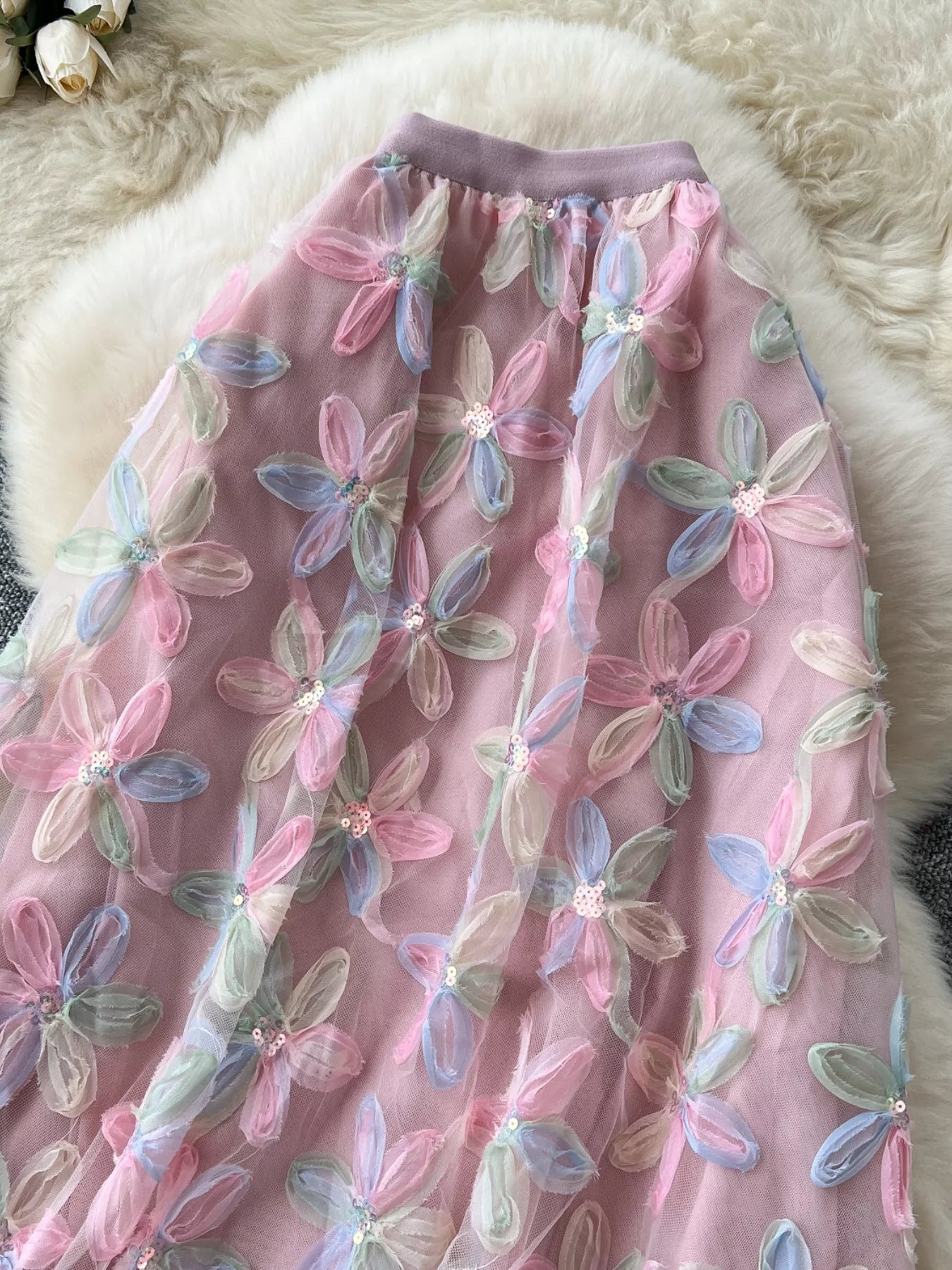 Floral Mesh Skirt