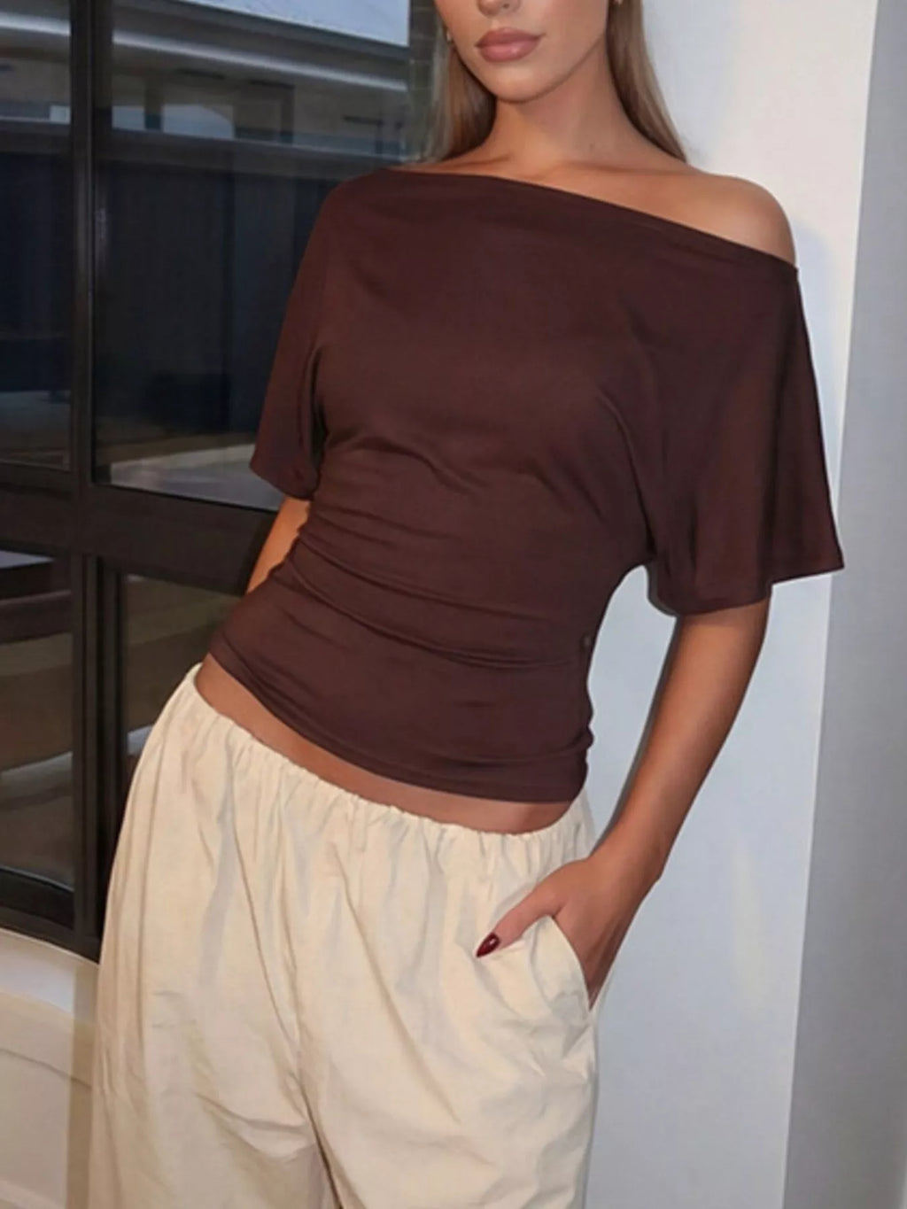 Boat Neck Short Sleeve T-Shirt