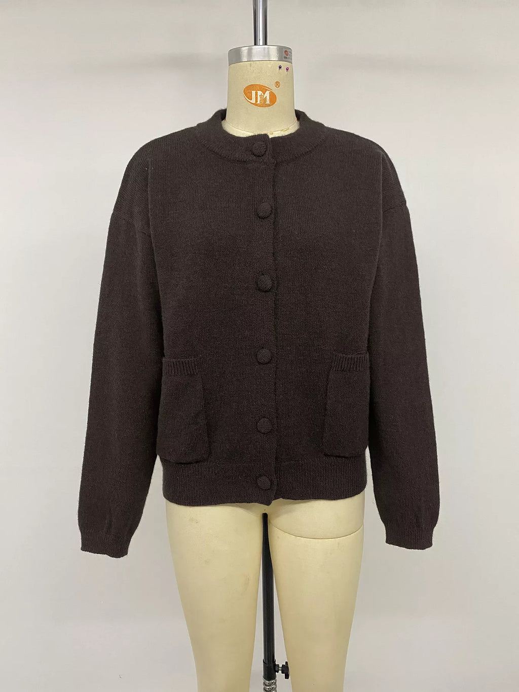 Crew Neck Button-Up Cardigan