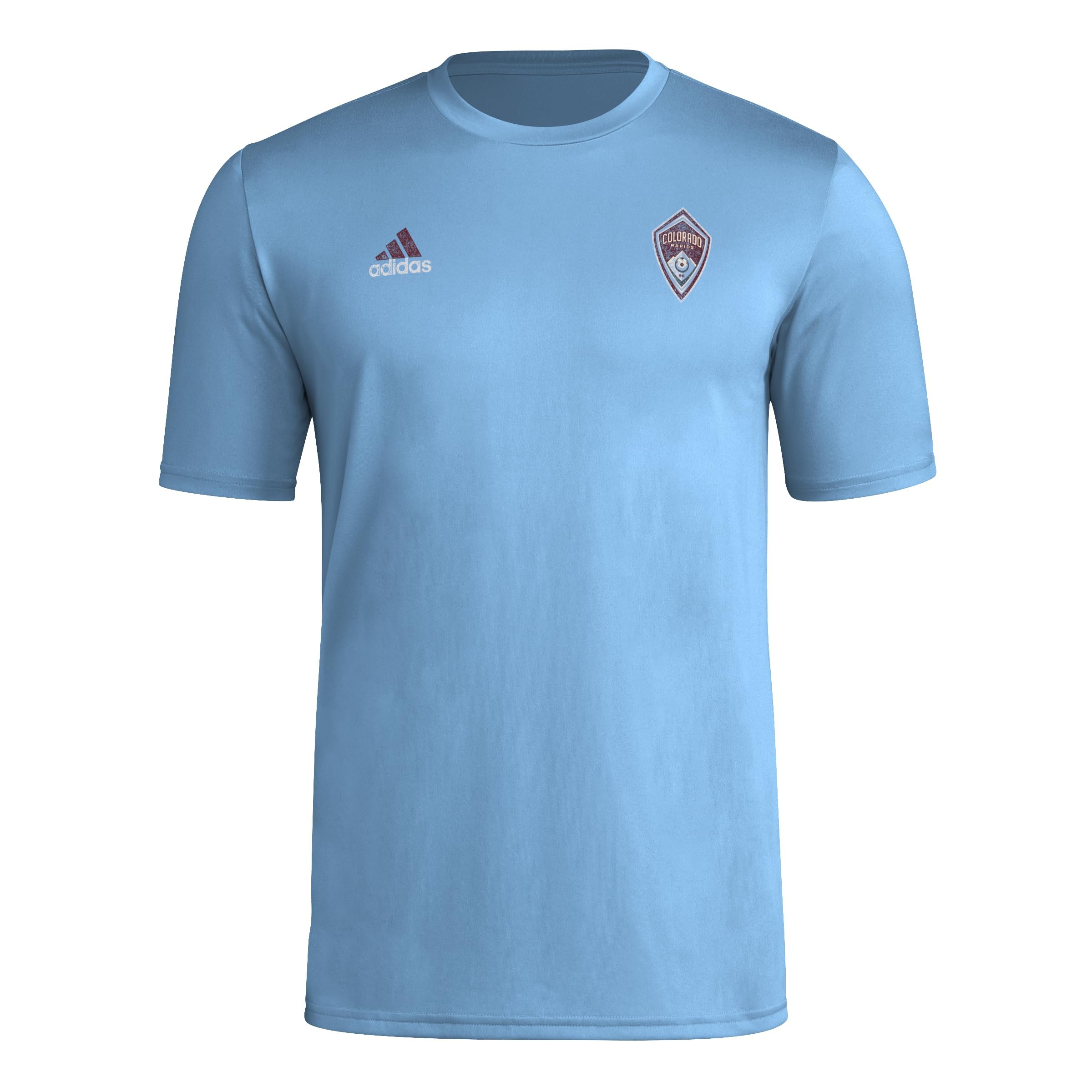 adidas Mens Short Sleeve Pre-Game T-Shirt Bahia Light Blue/Colorado Rapids XX-Large
