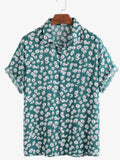 Men's Full Size Daisy Print Button Up Shirt Plus Size