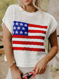 American Flag Knitted Short Sleeve Sweater