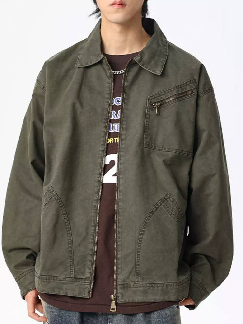 Men's Plus Size Zip Up Long Sleeve Jacket