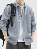 Men's Plus Size Striped Button Up Long Sleeve Shirt
