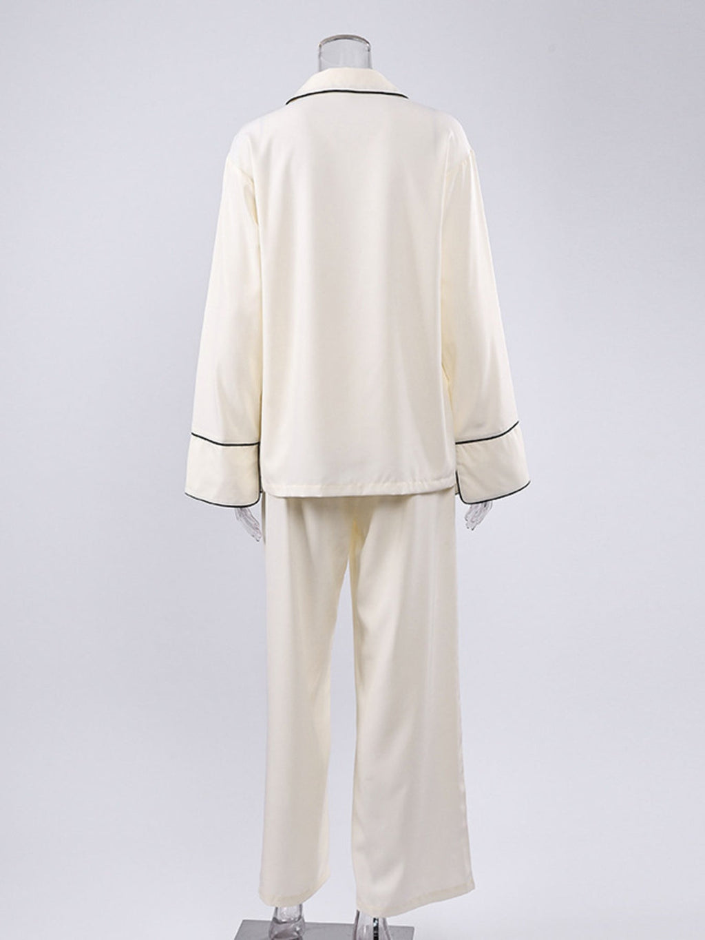 Contrast Trim Button Up Top and Pants Lounge Set
