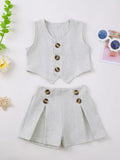 Children's Button Up Vest and Shorts Set