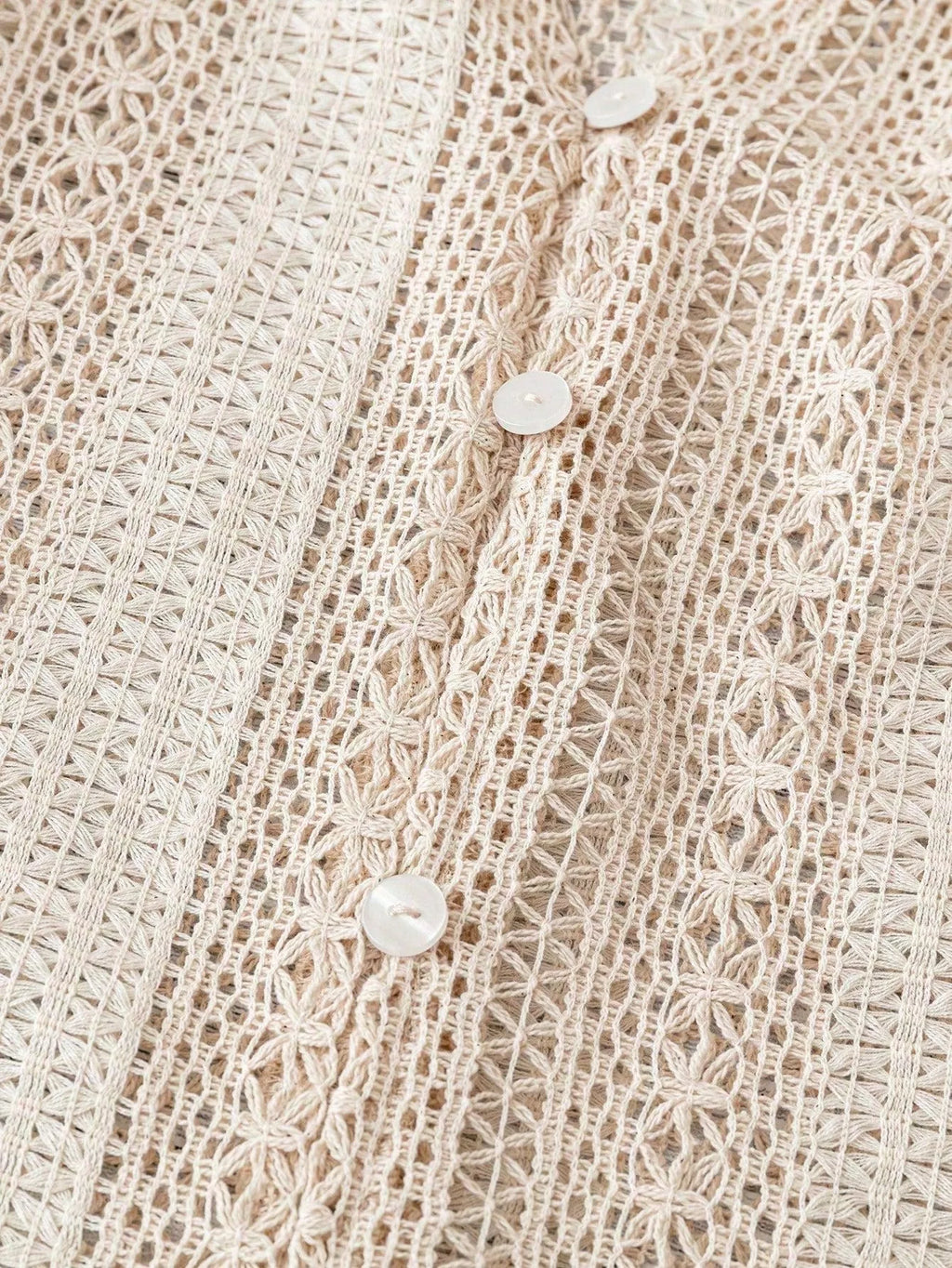 Lace Notched Long Sleeve Shirt