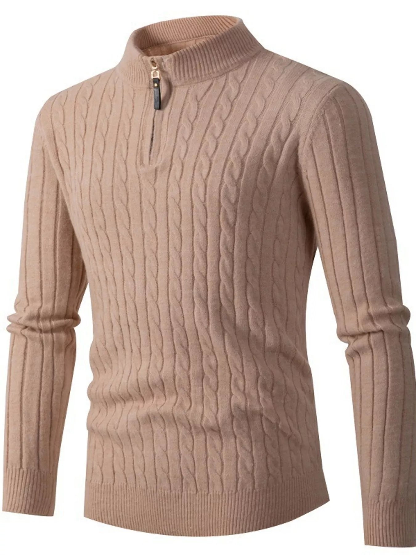 Men's Full Size Cable Knit Half-Zip Sweater Plus Size