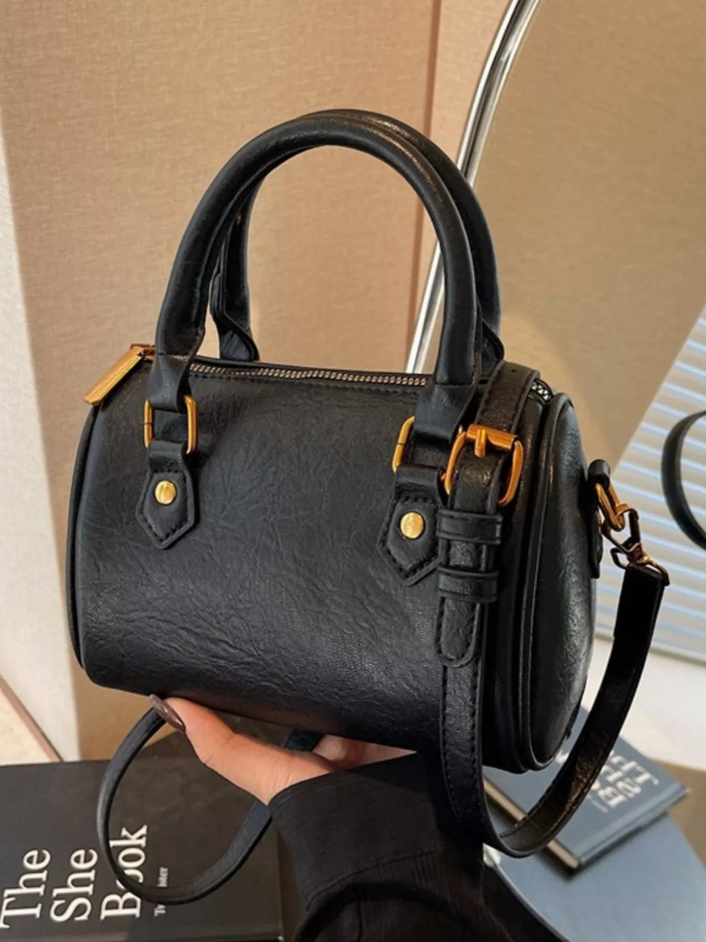 Vintage Style Barrel Crossbody Bag