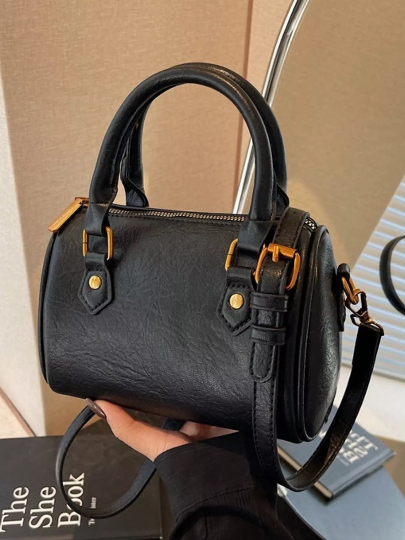 Vintage Style Barrel Crossbody Bag