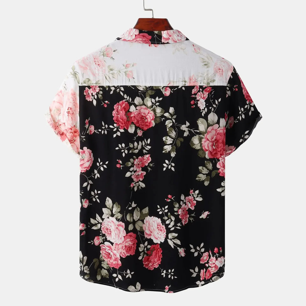 Men's Plus Size Floral Short Sleeve Shirt