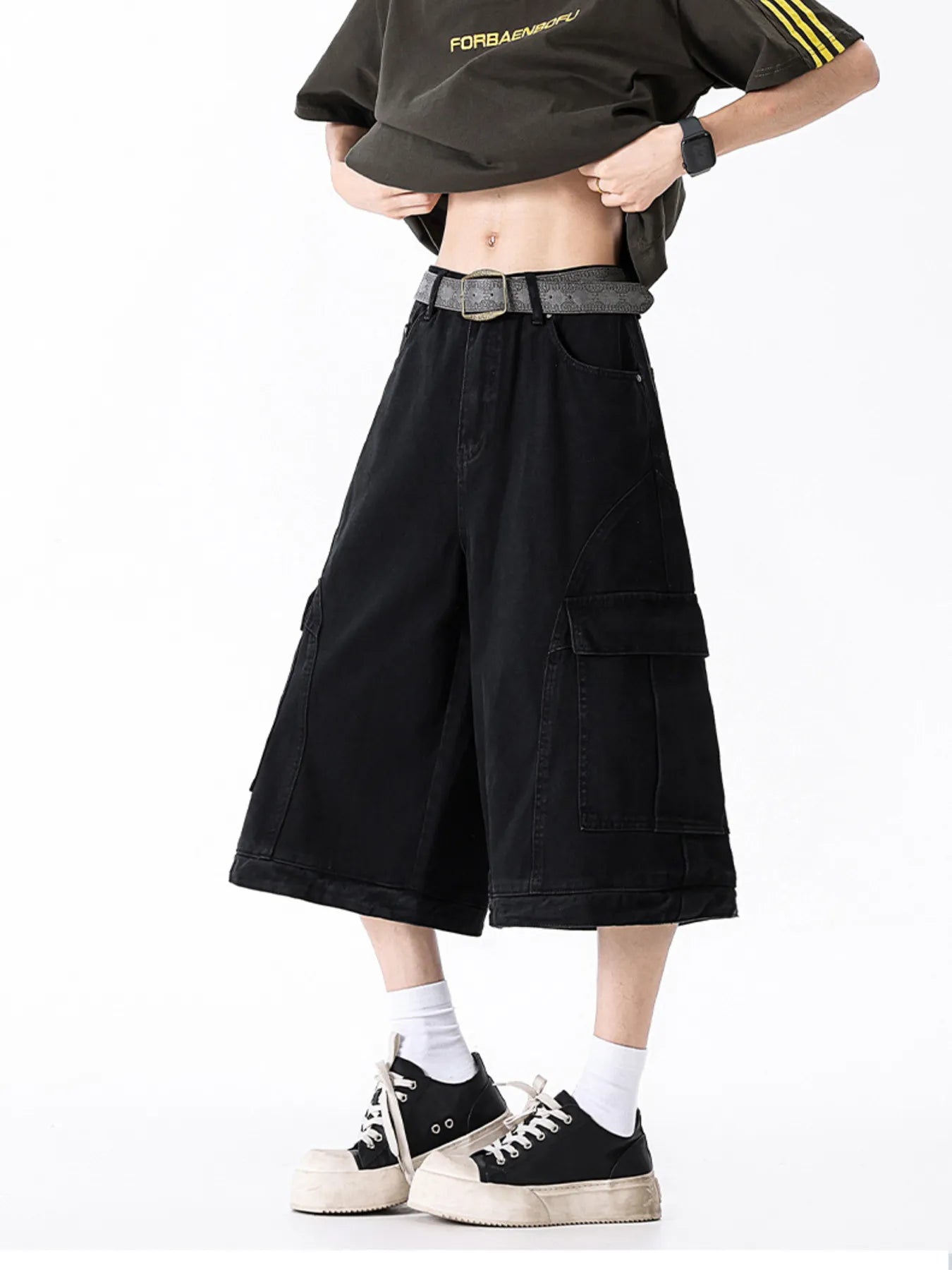 Men's Full Size Wide Leg Cargo Shorts Plus Size