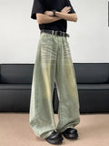 Men's Full Size Wash Wide Leg Jeans Plus Size
