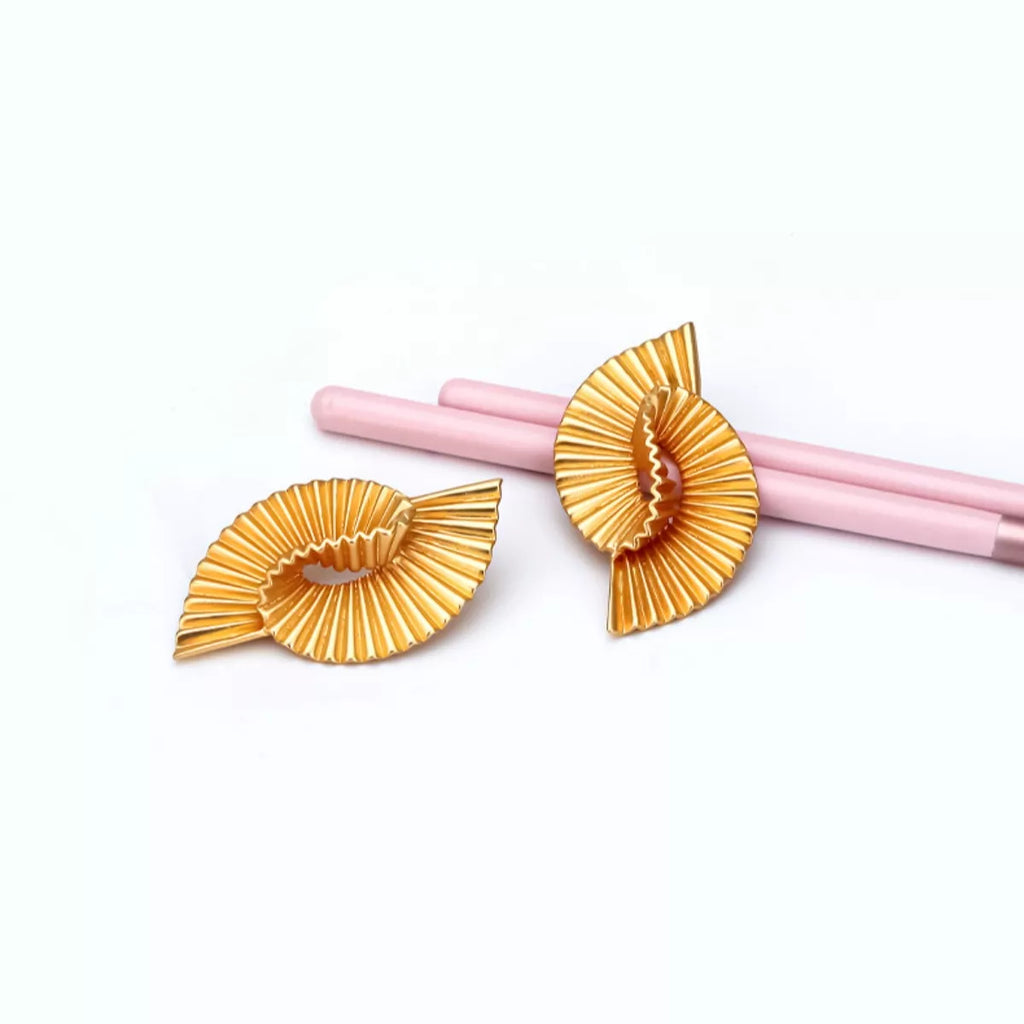 18K Gold-Plated Copper Geometric Spiral Earrings
